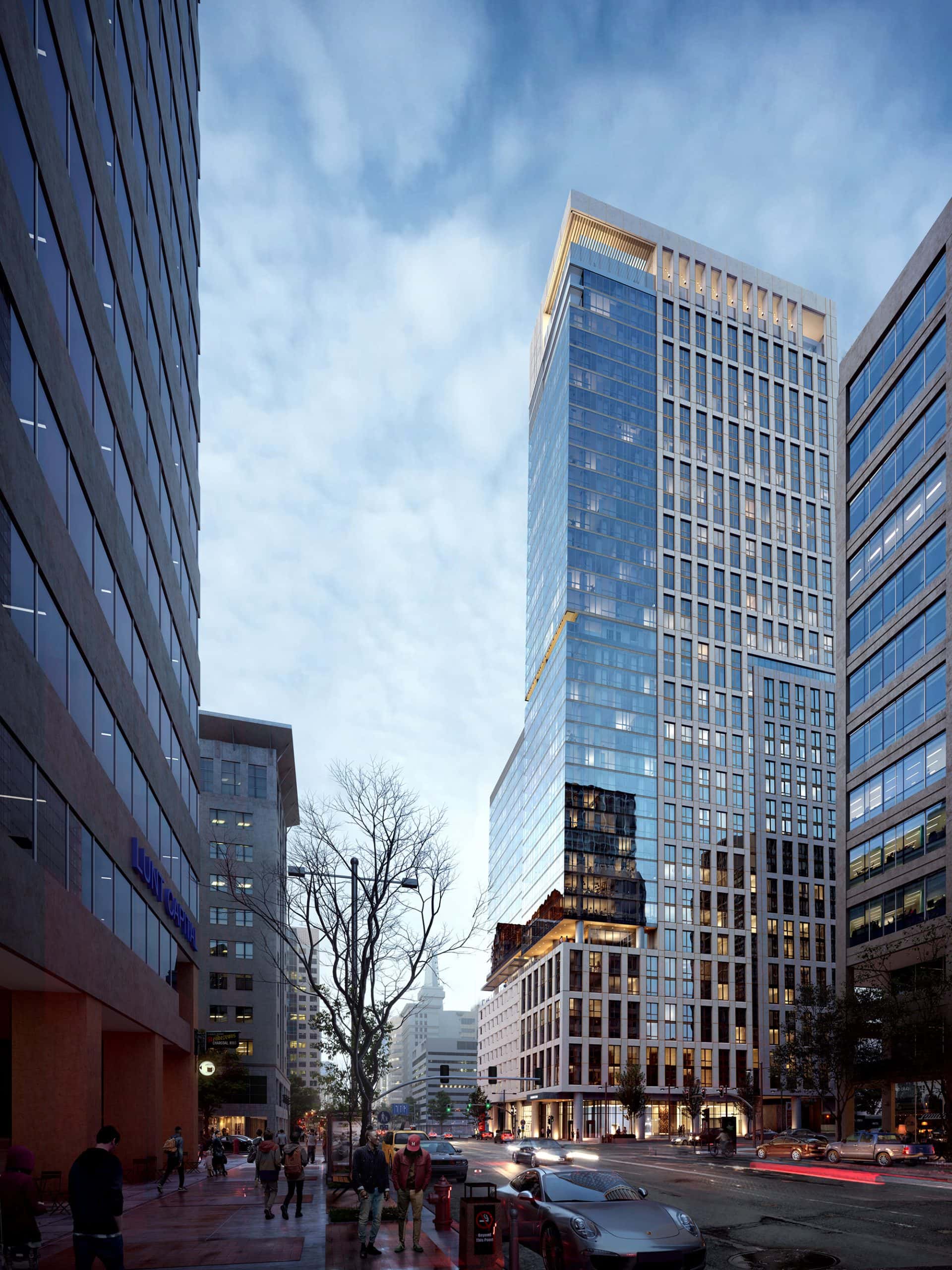 Exterior view of Astra Tower apartments downtown SLC